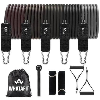 WHATAFIT Resistance Bands with Handles, 150 lb Exercise Bands Set