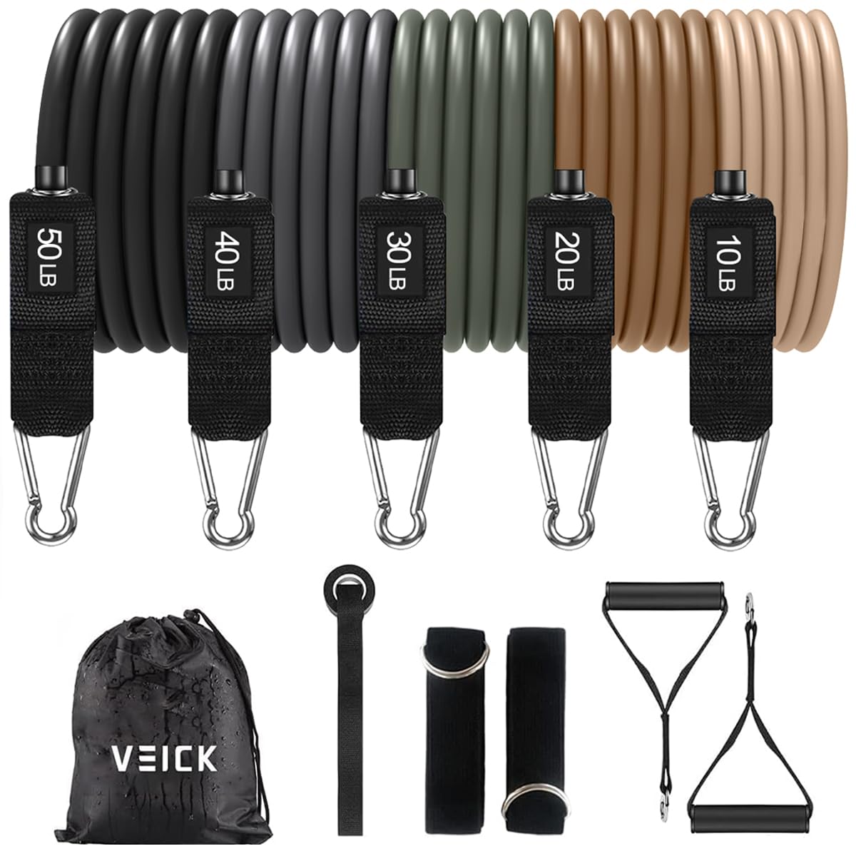 VEICK Resistance Bands with Handles, Exercise Tube Bands Set for Workouts