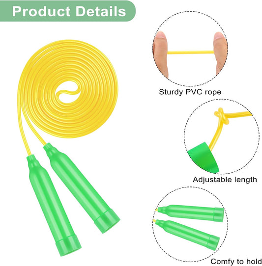 Elcoho 48 Packs Kids Jump Rope Set 7.3 Feet Adjustable Skipping Rope Colorful Kids Outdoor Jump Ropes for Kids Party Favors Outdoor Activity Birthday Reward Gift