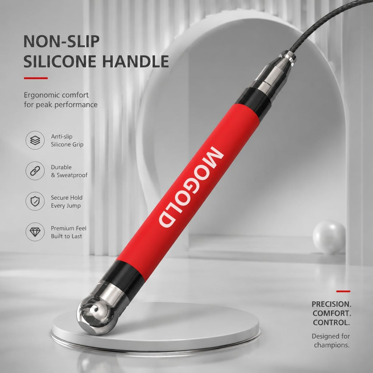 2-in-1 Speed Rope: 2mm for Boxing/MMA & 3mm for CrossFit - Tool-Free Adjustable Cable System with Dual Bearings - Sweatproof Hybrid Grip for High-Intensity Training