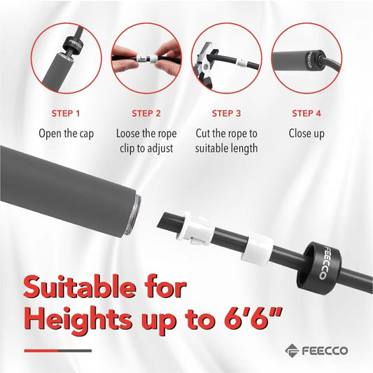 FEECCO Weighted Jump Rope for Men, PVC Rope with Metal Handles and Ball Bearings