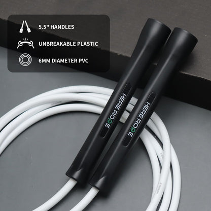 Hererope 6MM PVC Jump Rope for Men & Women Fitness, Speed, Tricks, Cardio Training, Boxing Jump Rope with Unbreakable Handles and Non-Kinking Skipping Rope, Adjustable Jumprope for Indoor Outdoor