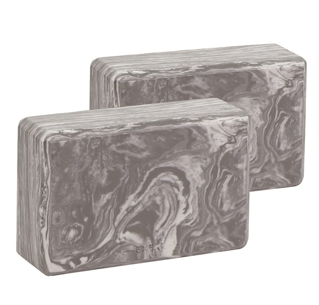 EXERZ Yoga Blocks 2 pack, Gym Blocks, Exercise Workout Fitness Bricks, Pilates Stretch Handstand Non-Slip