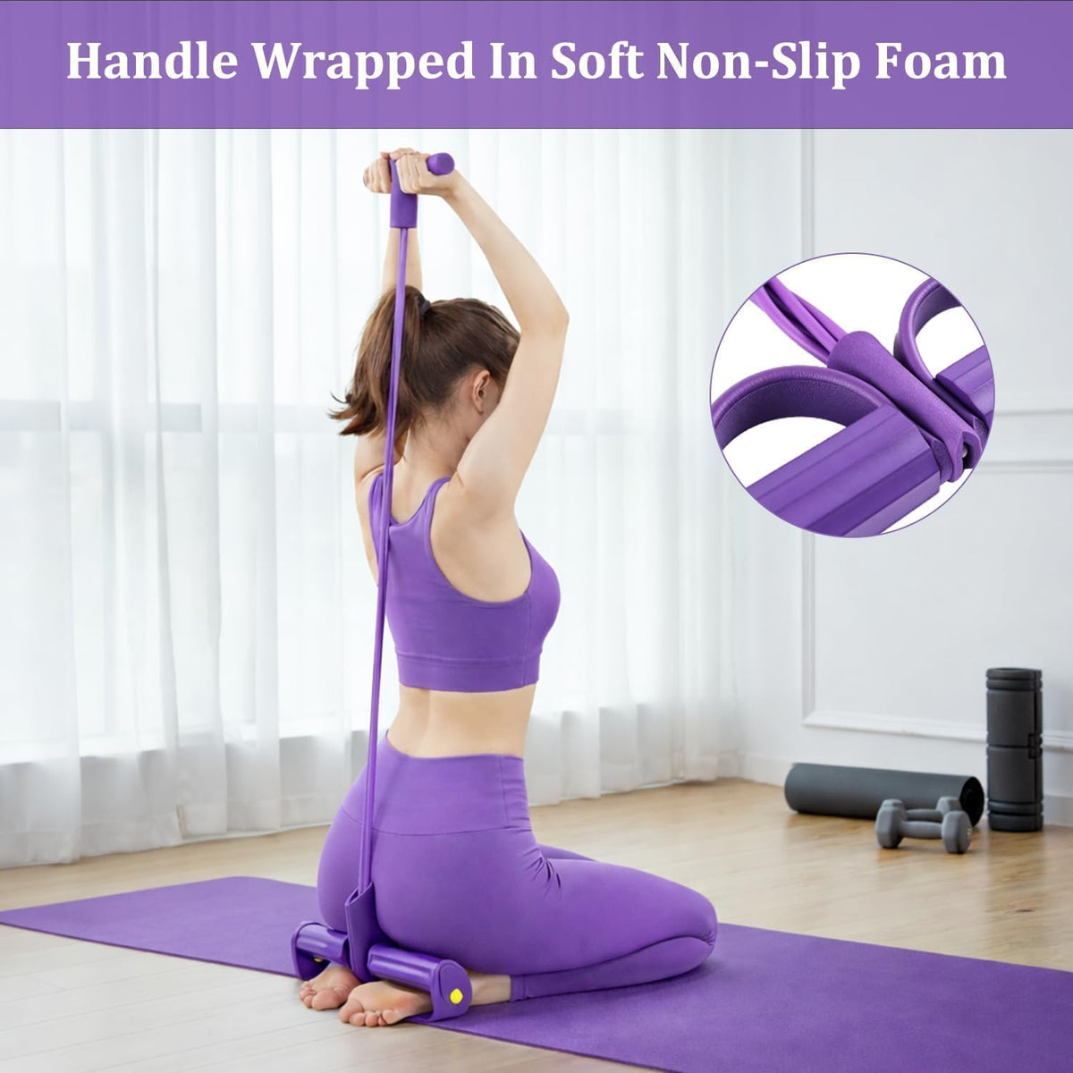 Resistance Bands with Handles, 6-Tube Foot Pedal, Natural Rubber Ankle Puller for Sit-ups & Full Body, Portable Home Gym Strength for Legs, Arms.