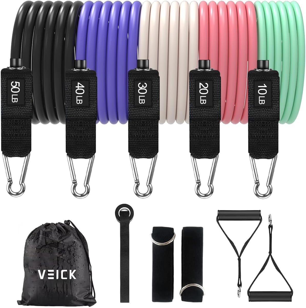 VEICK Resistance Bands with Handles, Exercise Tube Bands Set for Workouts