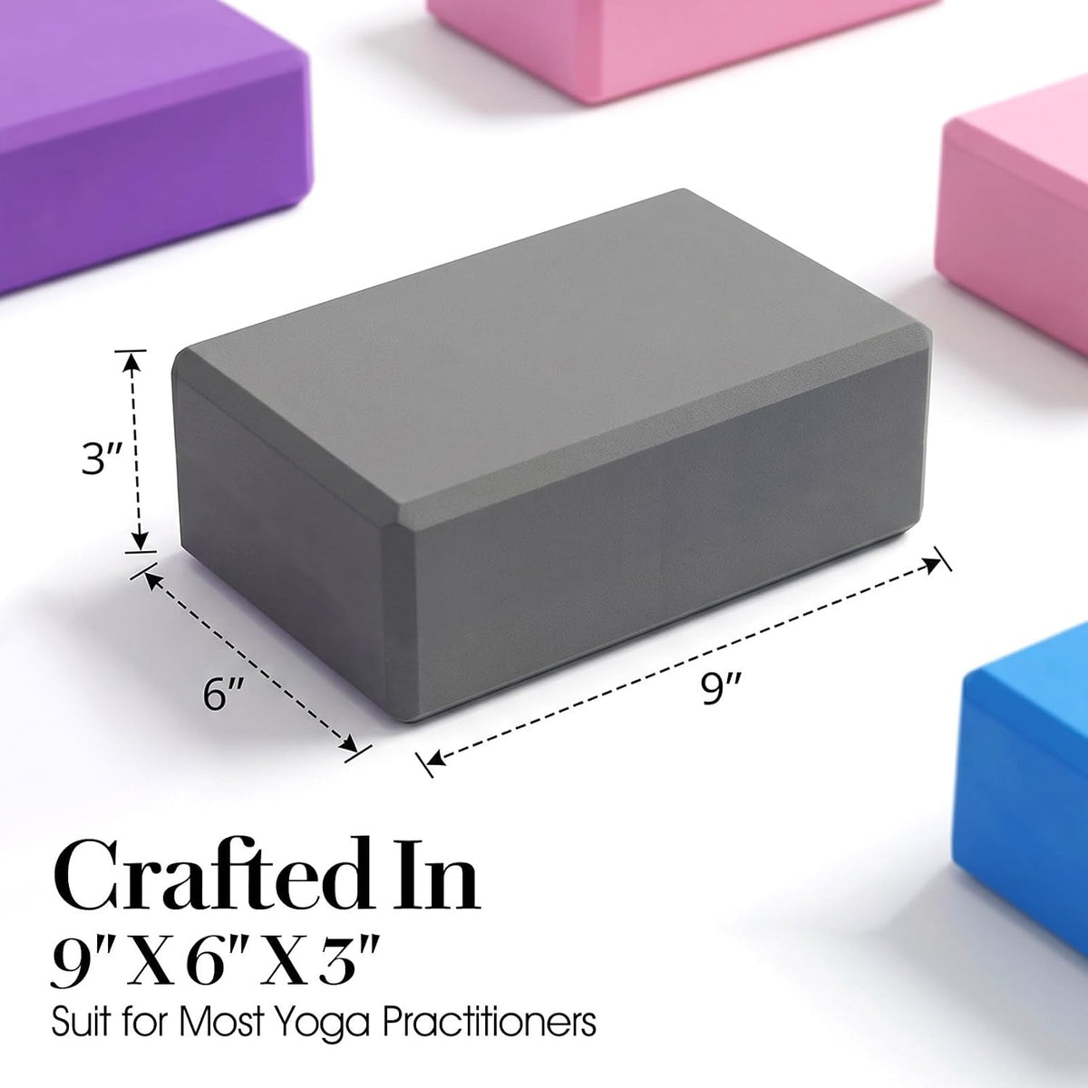 4 Pack Yoga Block, Stretch Blocks for Exercise Eva Foam Material, Strong Support, 9 x 6 x 3 Inches High Density Yoga Brick with Non-Slip for Pilates, Meditation, Balance (4 Color)
