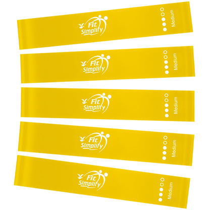 Fit Simplify Resistance Loop Exercise Fitness Bands with Instruction Guide and Carry Bag, Set of 5