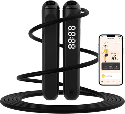 Jump Rope With Counter and App - Tangle-Free Rapid Speed Skipping Rope for Fitness, Home Exercise, Workout - Gifts for Adults, Women, Men, Kids