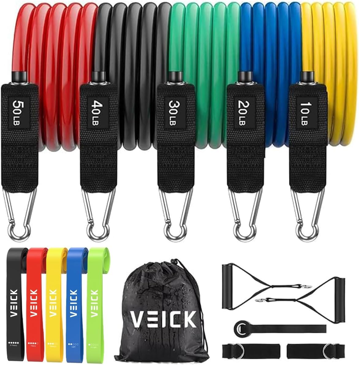VEICK Resistance Bands with Handles, Exercise Tube Bands Set for Workouts