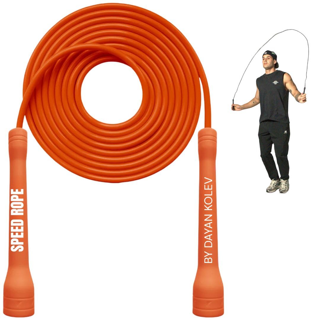 Swissskip Speed Jump Rope by Dayan Kolev, 5mm PVC Skipping Rope, Great for Beginners and Advanced Athlets, Designed for Fitness, Cardio, Boxing & CrossFit, Adjustable length with Unbreakable Handles