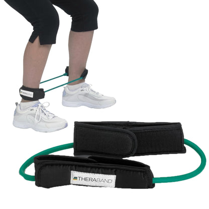 THERABAND Resistance Tubes, 12" Padded Cuffs, Green, Heavy, Level 3
