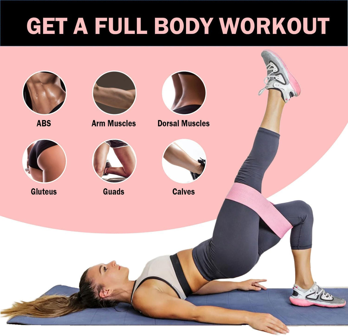 KANGFITER Non-Slip Fabric Resistance Bands for Working Out 3 Levels