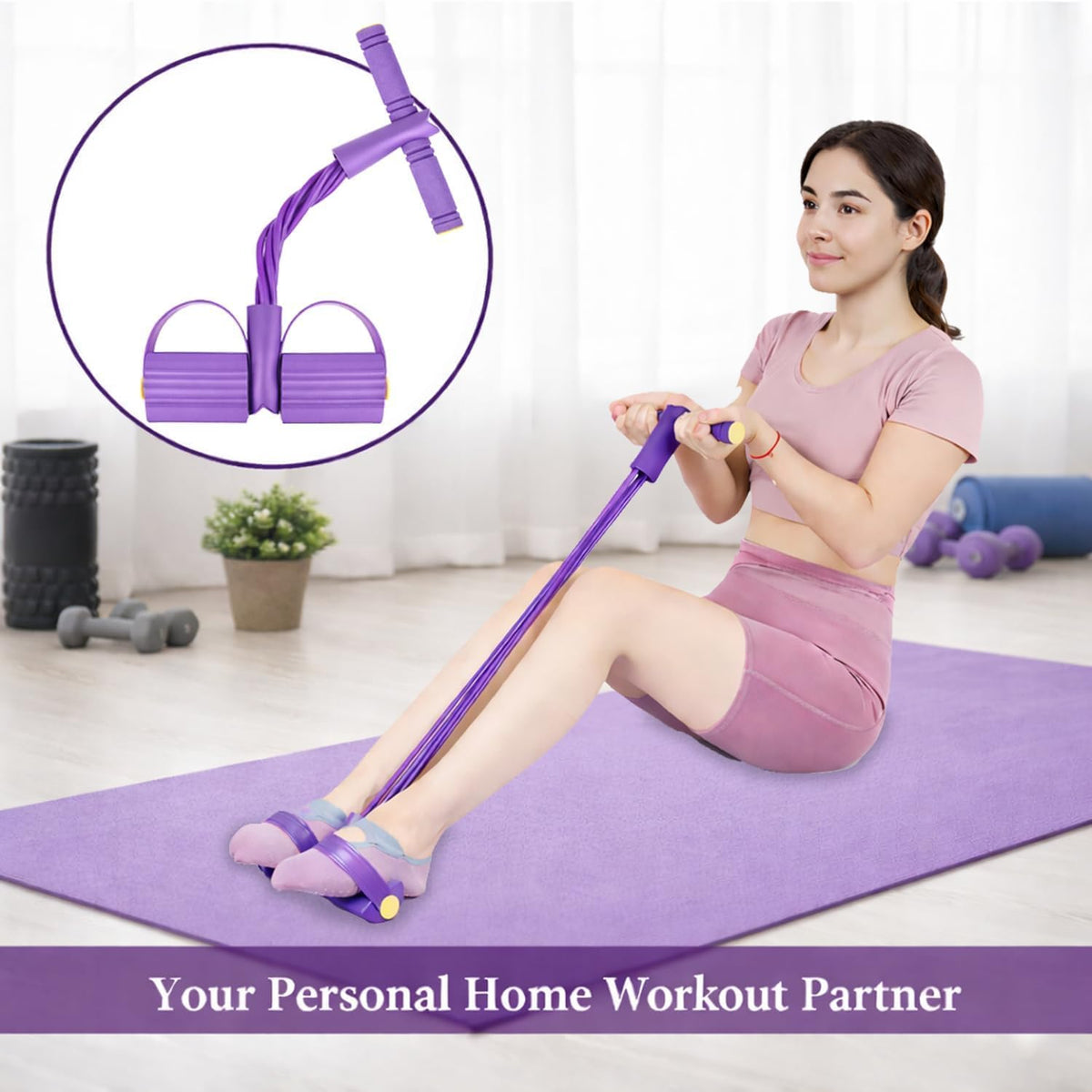 Resistance Bands with Handles, 6-Tube Foot Pedal, Natural Rubber Ankle Puller for Sit-ups & Full Body, Portable Home Gym Strength for Legs, Arms.