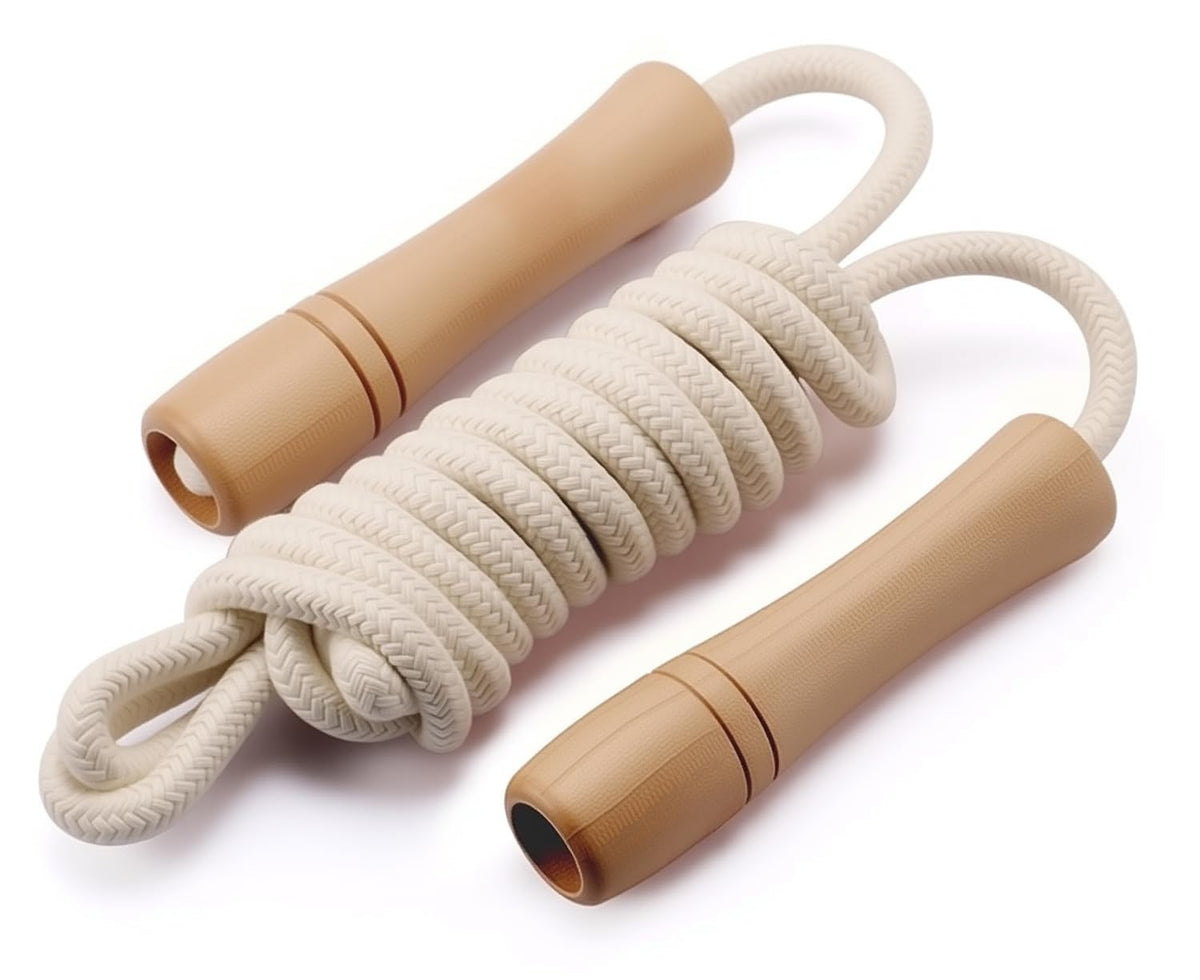 Jump Rope for Kids - Wooden Handle - Adjustable Cotton Braided Fitness Skipping Rope for Toddler Fitness Workout Exercise Outdoor Activity