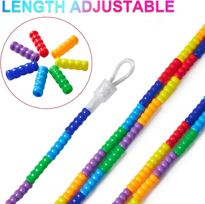 Long Double Dutch Jump Rope 16 Ft 2 Pack, Beaded Skipping Ropes for Kids