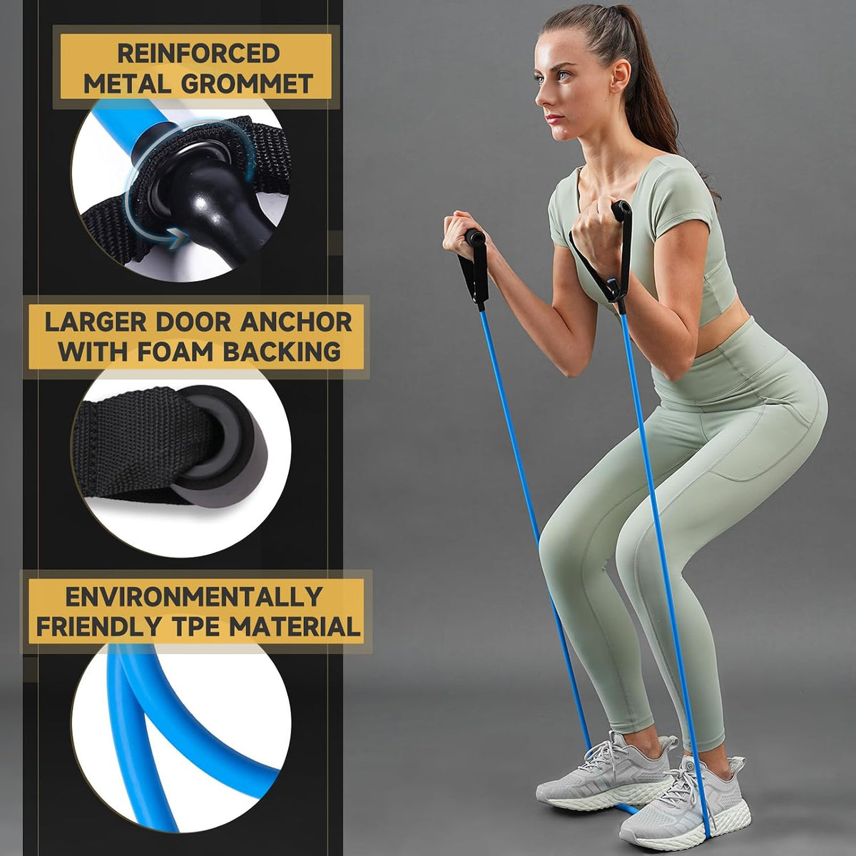 Resistance Bands with Handles and Door Anchor for Home Workouts