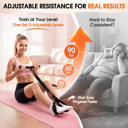 Upgraded Multifunction Pedal Resistance Band with Handle, Adjustable Foot Pedal Resistance Bands for Core, Arm, Legs, Body Strength, Portable Home Gym Workout Equipment for Men & Women