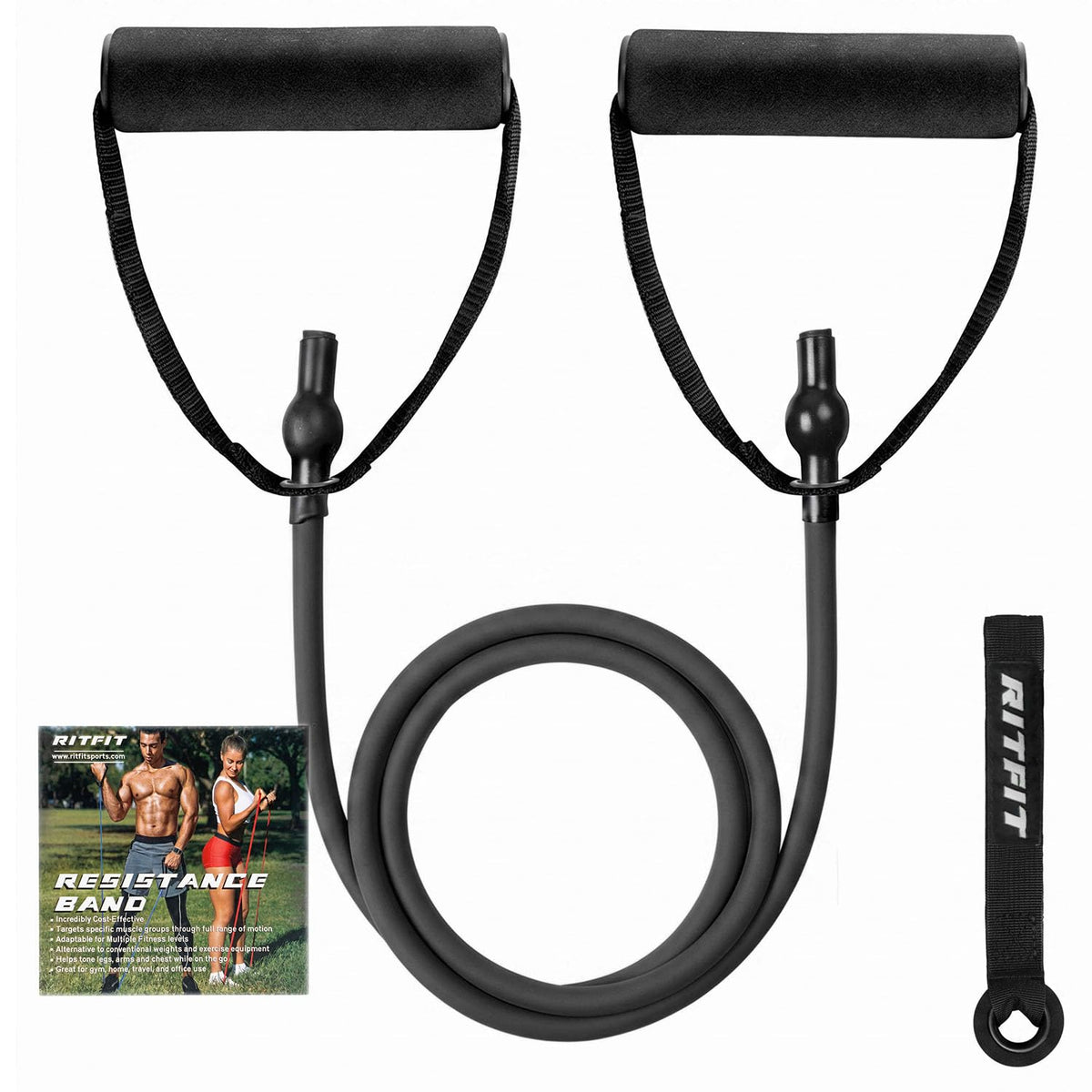 RitFit Single Resistance Bands with Handles Door Anchor for Home Gym