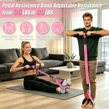 Pedal Resistance Band with Handle, Adjustable Resistance Bands with Handle