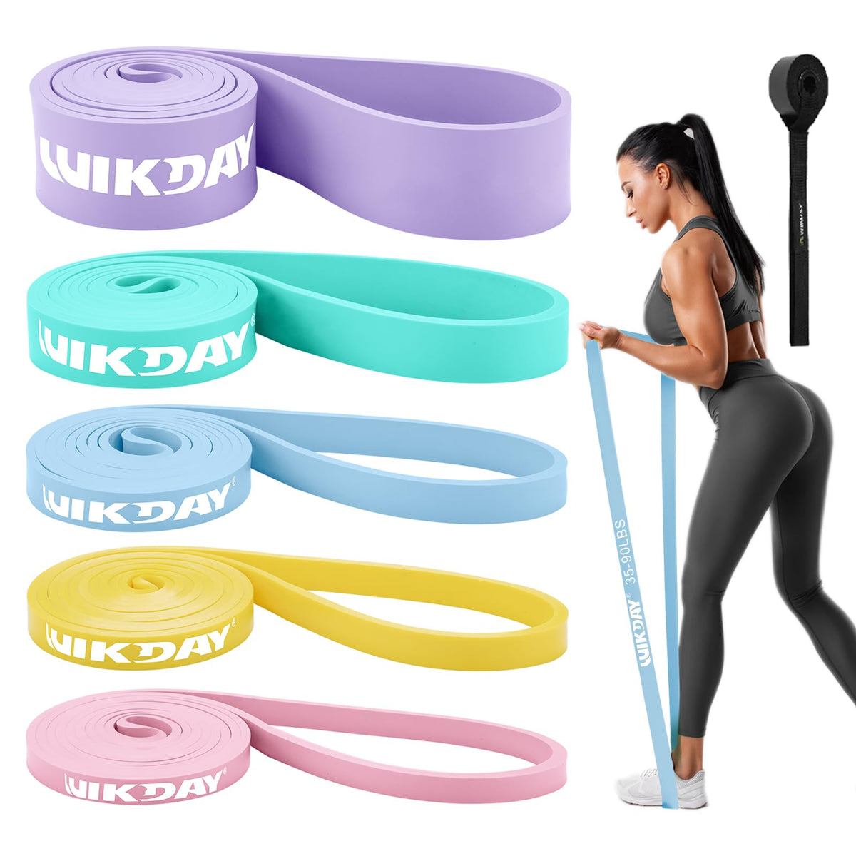 WIKDAY Resistance Bands for Working Out, Exercise Bands, Workout Bands, Pull Up Assistance Bands for Body Stretching Training Physical Therapy Muscle Training for Men & Women
