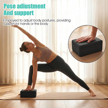 4 Pack Yoga Blocks, High Density EVA Foam Blocks for Strength, Flexibility and Balance, Non-Slip Surface for Yoga, Pilates, Meditation (8.9x6.7x3 Inches, 2 Black + 2 Gray)