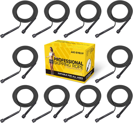 10 Pack Adjustable Jump Rope for Fitness and Exercise - PVC Skipping Rope for Men, Women and Teens - Tangle-Free for Keeping Fit, Training, Workout
