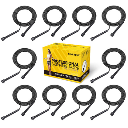 10 Pack Adjustable Jump Rope for Fitness and Exercise - PVC Skipping Rope for Men, Women and Teens - Tangle-Free for Keeping Fit, Training, Workout