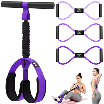 Pedal Resistance Band with Handle, Upgraded Durable Thickened Latex Tubes and Soft Foam Fabric Foot Pedal, Sit Up Exercise Equipment for Abdomen, Waist, Arm, Core/ABS, Leg, Physical Therapy
