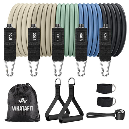 WHATAFIT Resistance Bands with Handles, 150 lb Exercise Bands Set
