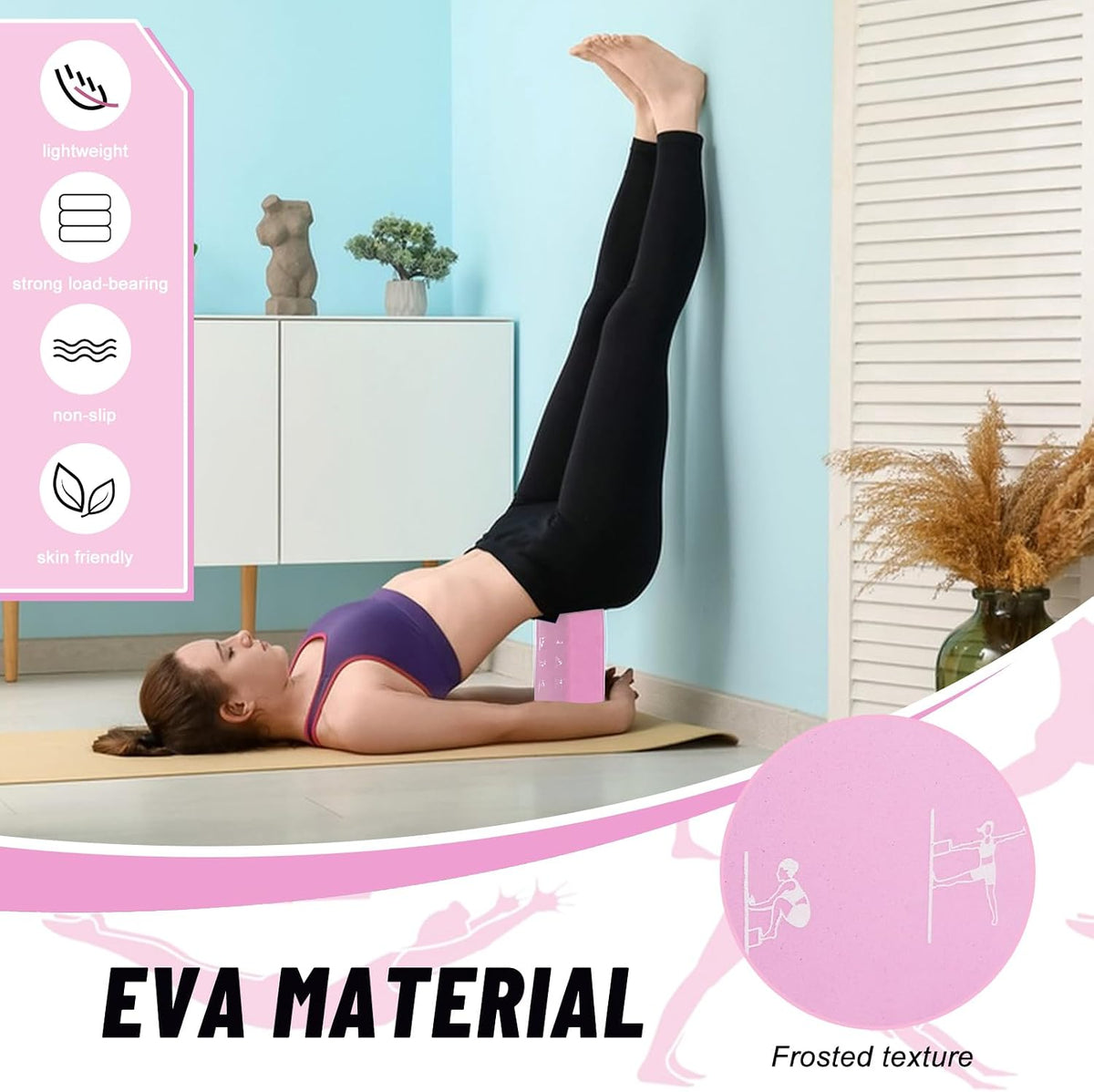 RETON 2 Pack Yoga Blocks and 2 Yoga Straps Set, Soft Non-Slip Yoga Block for Pilates, High Density EVA Foam Yoga Brick with Yoga Strap for General Fitness, Stretching, Improve Strength and Flexibility