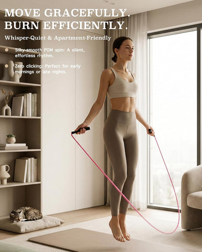 YUEDONG Women's Silent Jump Rope, Adjustable PVC Rope for Apartment Fitness