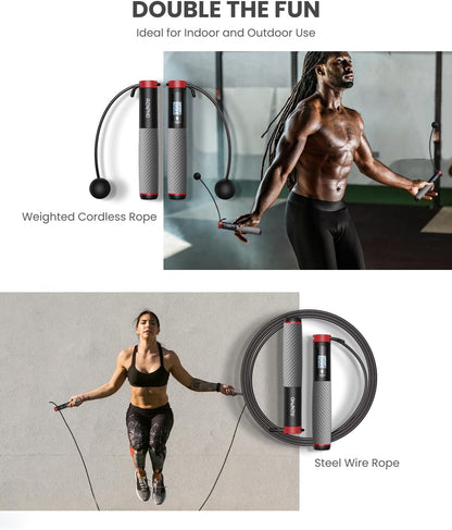 RENPHO Smart Cordless Jump Rope with Counter, App Data Tracking