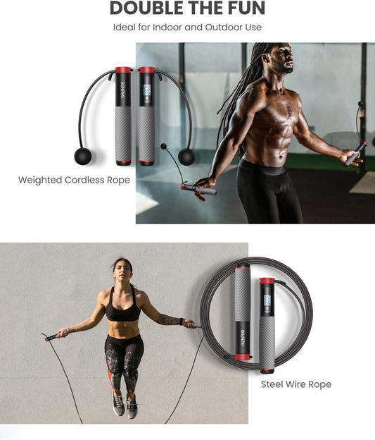 RENPHO Smart Cordless Jump Rope with Counter, App Data Tracking