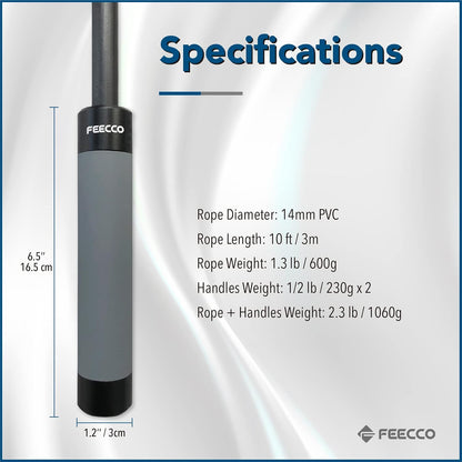 FEECCO Weighted Jump Rope for Men, PVC Rope with Metal Handles and Ball Bearings