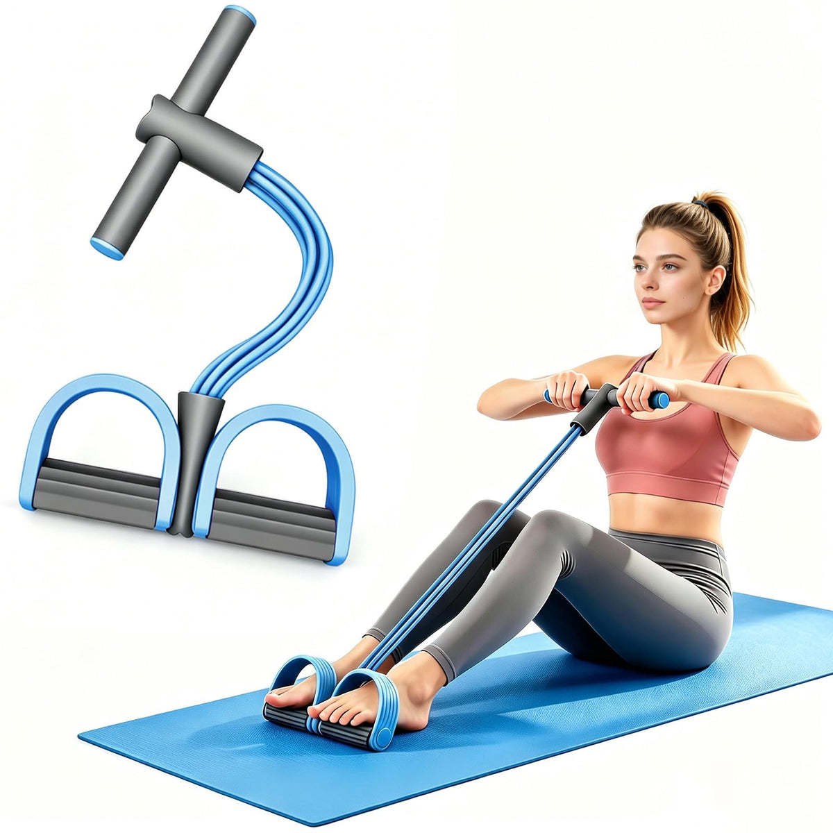 Pedal Resistance Band with Handle,4/6/8 Resistance Levels Elastic Pull Rope, Exercise Bands for Leg Butt Training, Home Gym, Yoga, Pilates
