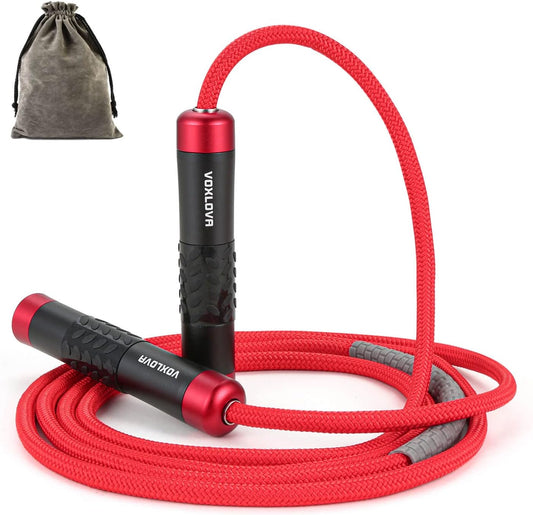 Weighted Jump Rope for Men Women - 1LB Heavy Jump Rope Weighted Skipping Rope for Adult Fitness Workouts Boxing Crossfit Cardio Weight-loss MMA, Non-Slip Aluminum Handles, Adjustable Length 9MM Solid PVC/Cotton Ropes