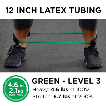 THERABAND Resistance Tubes, 12" Padded Cuffs, Green, Heavy, Level 3