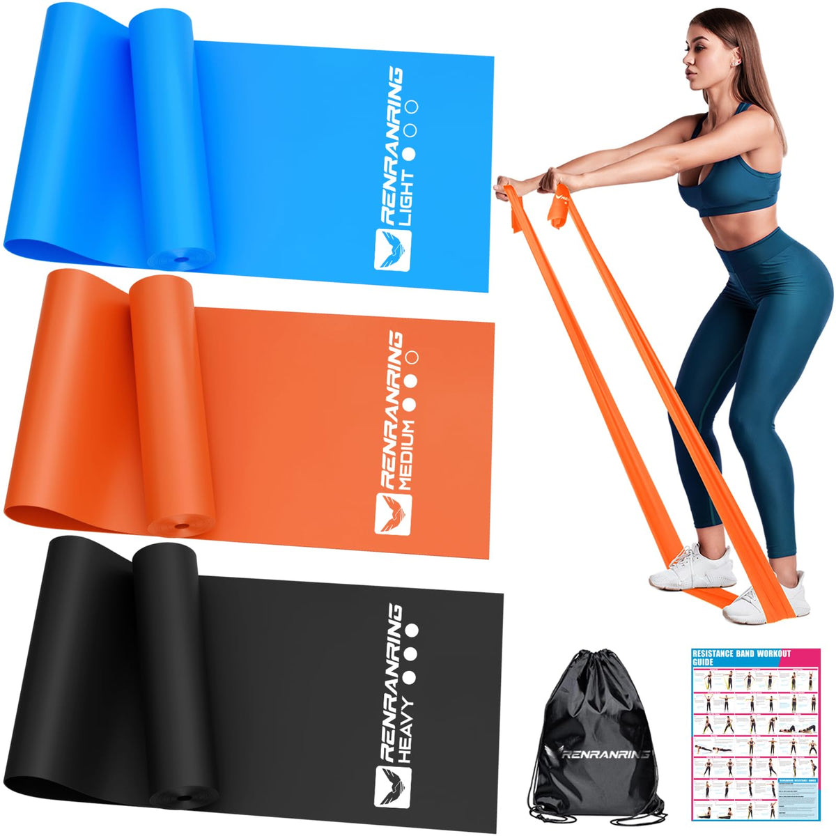 Resistance Bands Set, Exercise Bands for Physical Therapy, Pilates, Yoga