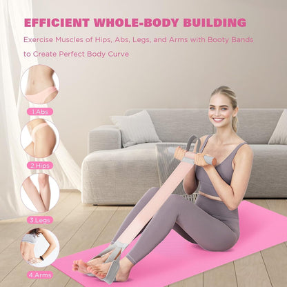 Fitness Resistance Band with Handles&Non-Slip Pedall, Fabric Exercise Bands