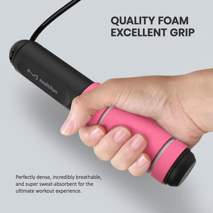 multifun Smart Digital Jump Rope with Counter - Weighted Speed Skipping Rope for Fitness, CrossFit & Double Unders - 1/3 CoG Balance, Anti-Slip Handles for Men Women(2026 New Evolution for 3-Sec Fast Swap)