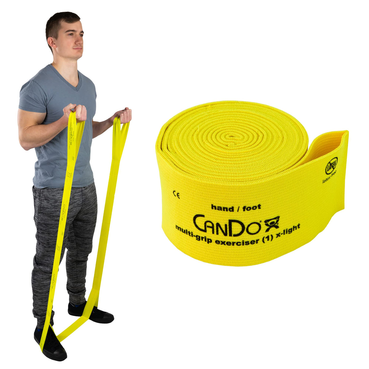 CanDo Multi-Grip 6 Foot Exercise Resistance Band with Hand/Foot Loops for Total Body Workouts, Training, Rehab, Stretching and Therapy