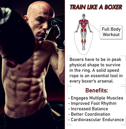 Damage Fight Gear Boxer Speed Rope, Lightweight PVC Skipping,Jumping Rope, Non-Slip PVC Plastic Handles and Matte Coated Tangle-Free Jump Rope for Boxing, MMA, Martial Arts