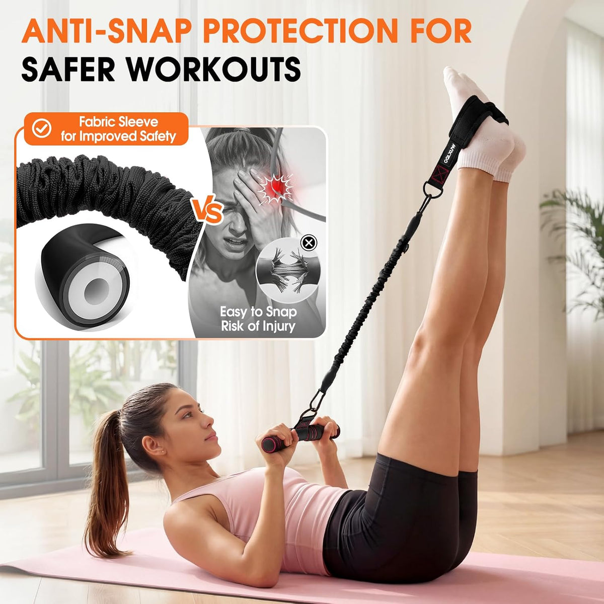 Upgraded Multifunction Pedal Resistance Band with Handle, Adjustable Foot Pedal Resistance Bands for Core, Arm, Legs, Body Strength, Portable Home Gym Workout Equipment for Men & Women