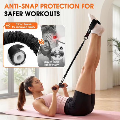 Upgraded Multifunction Pedal Resistance Band with Handle, Adjustable Foot Pedal Resistance Bands for Core, Arm, Legs, Body Strength, Portable Home Gym Workout Equipment for Men & Women