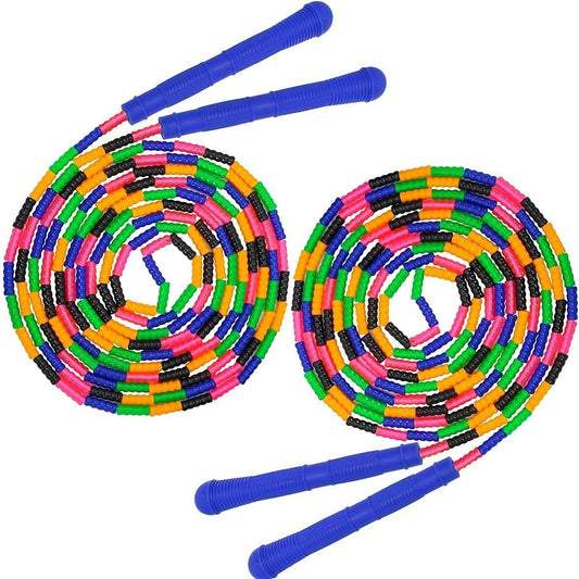 Coolrunner 16 FT Long Jump Rope(2 PACK), Double Dutch Jump Ropes, Soft Beaded Skipping for Kids Adults, Plastic Segmented Long Enough for 4-5 Jumpers