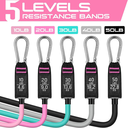 Resistance Bands with Handles, 5 Level Exercise Bands, 150LBS Workout Bands