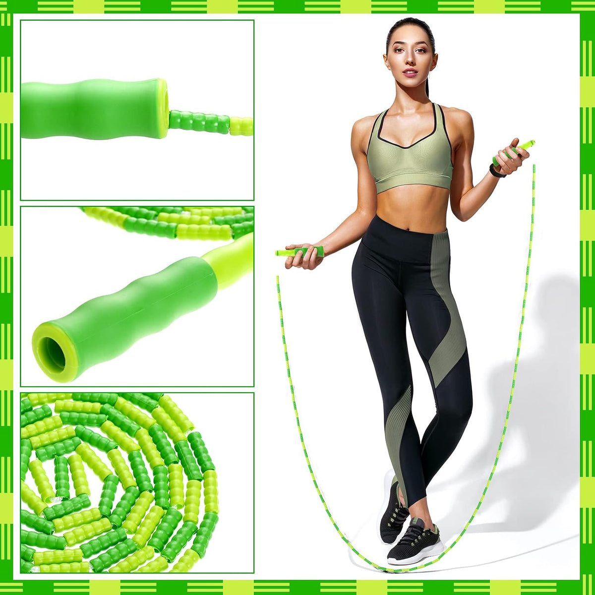Yunsailing Jump Ropes, 9.2 Ft Adjustable Beaded Rope