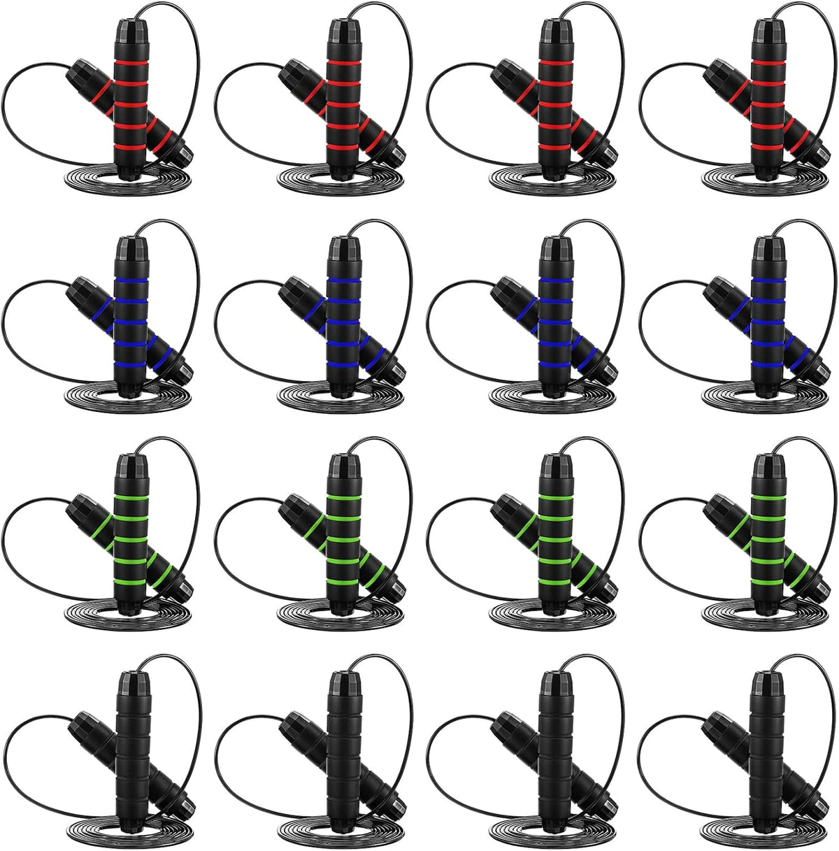 16 Pieces Jump Ropes for Fitness with Ball Bearings Speed Jumping Rope Adjustable Skipping Rope with Foam Handles Exercise Jump Rope for Men Women Cardio Training
