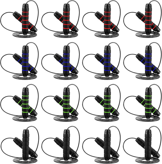 16 Pieces Jump Ropes for Fitness with Ball Bearings Speed Jumping Rope Adjustable Skipping Rope with Foam Handles Exercise Jump Rope for Men Women Cardio Training