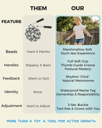 YUEDONG Ultra-Soft Beaded Jump Rope with Tangle-Free TPE Beads for Kids